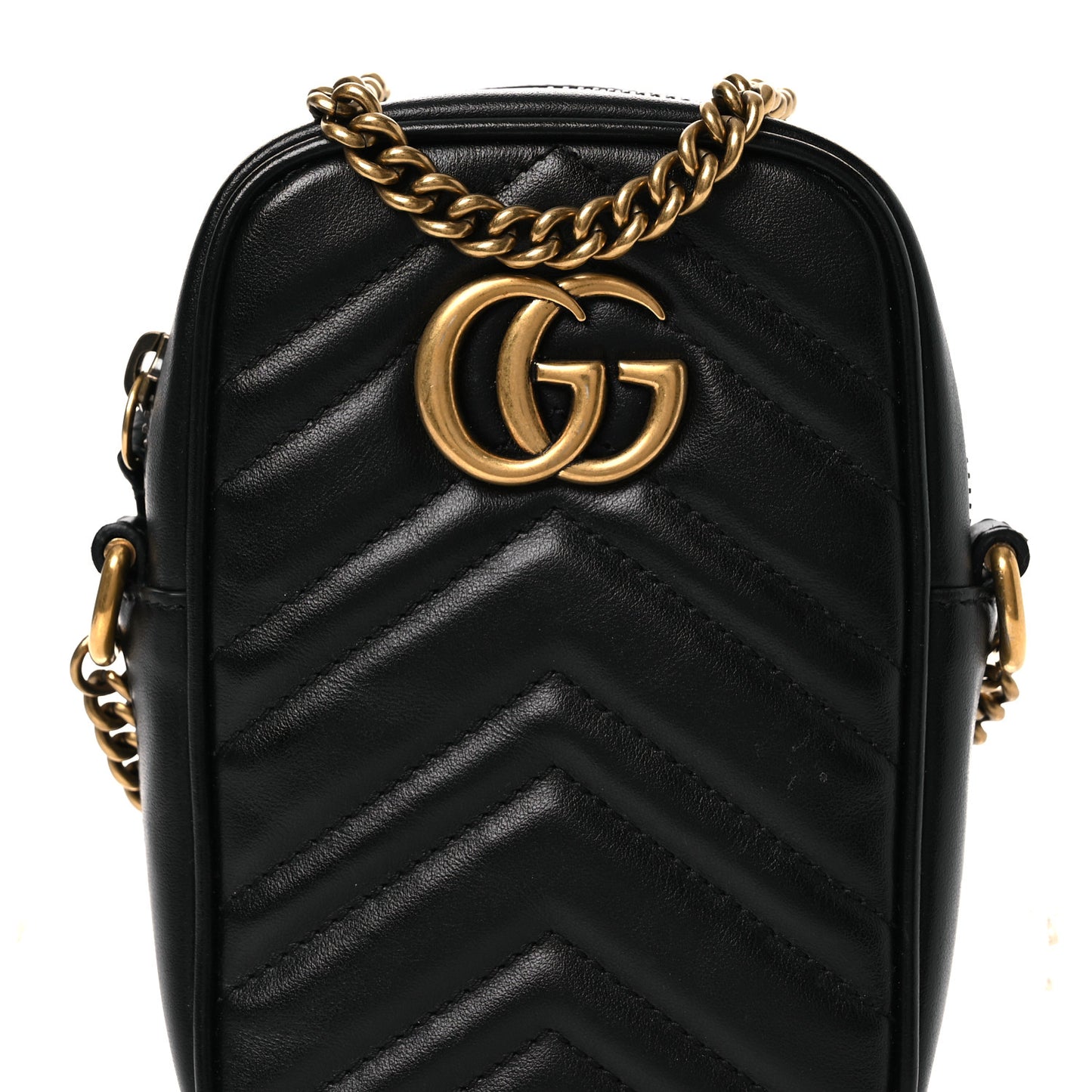 Calfskin Matelasse Mini GG Marmont Crossbody Bag Black