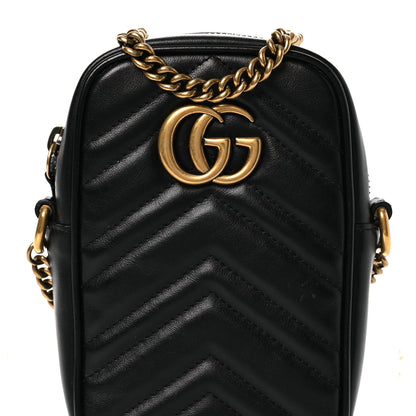 Gucci Calfskin Matelasse Mini GG Marmont Crossbody Bag Black 8 of 14