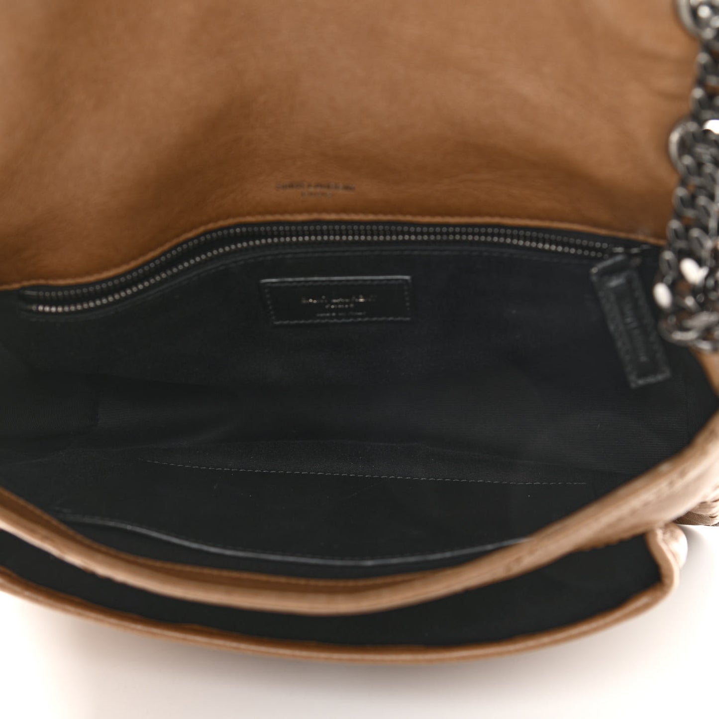 Crinkled Calfskin Matelasse Monogram Medium Niki Chain Satchel Natural Tan
