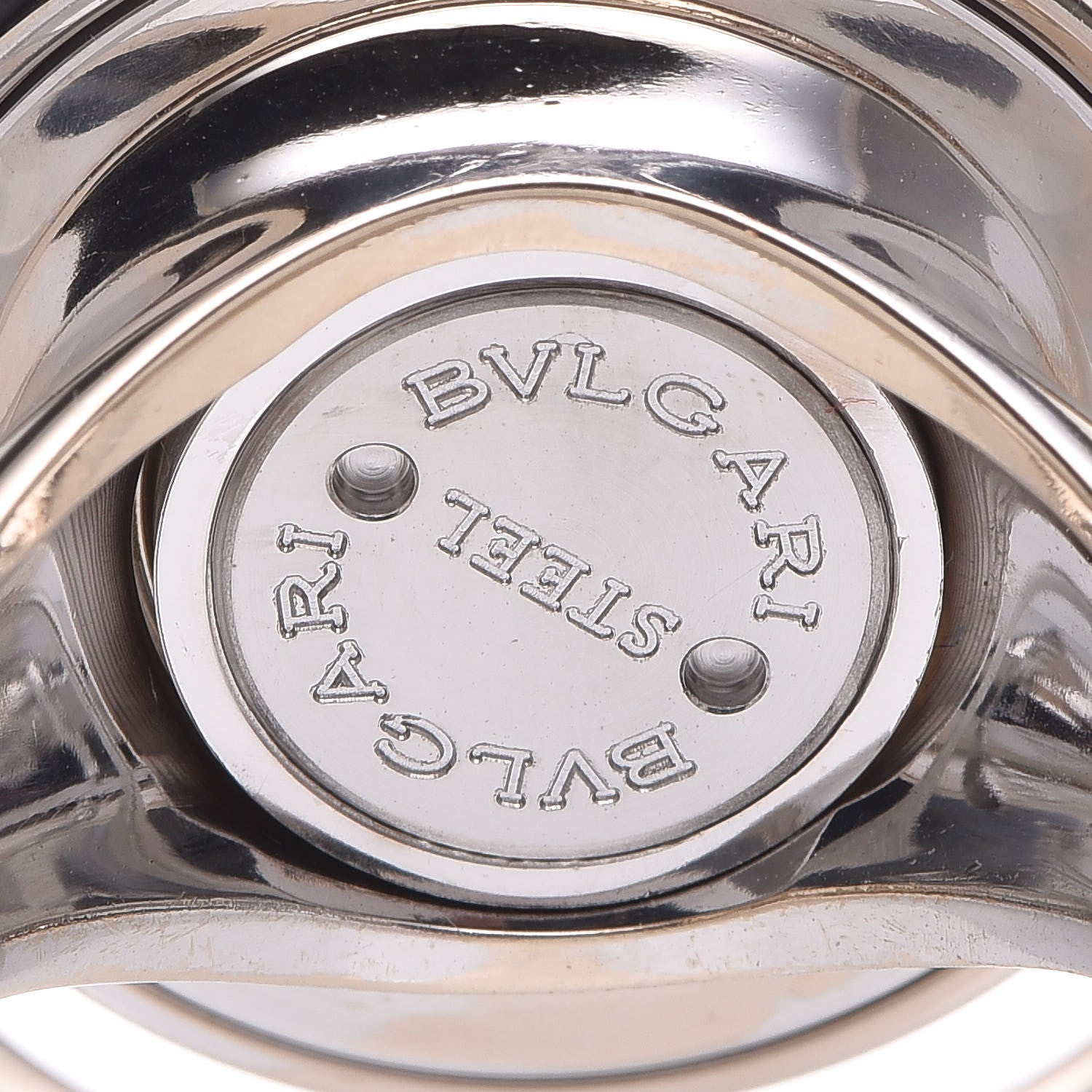 Bulgari Stainless Steel 18K White Gold Black Onyx Optical Illusion Ring 60 9 5 of 7