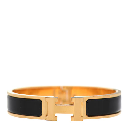 Hermes Enamel Narrow Clic Clac H Bracelet PM Black 1 of 7