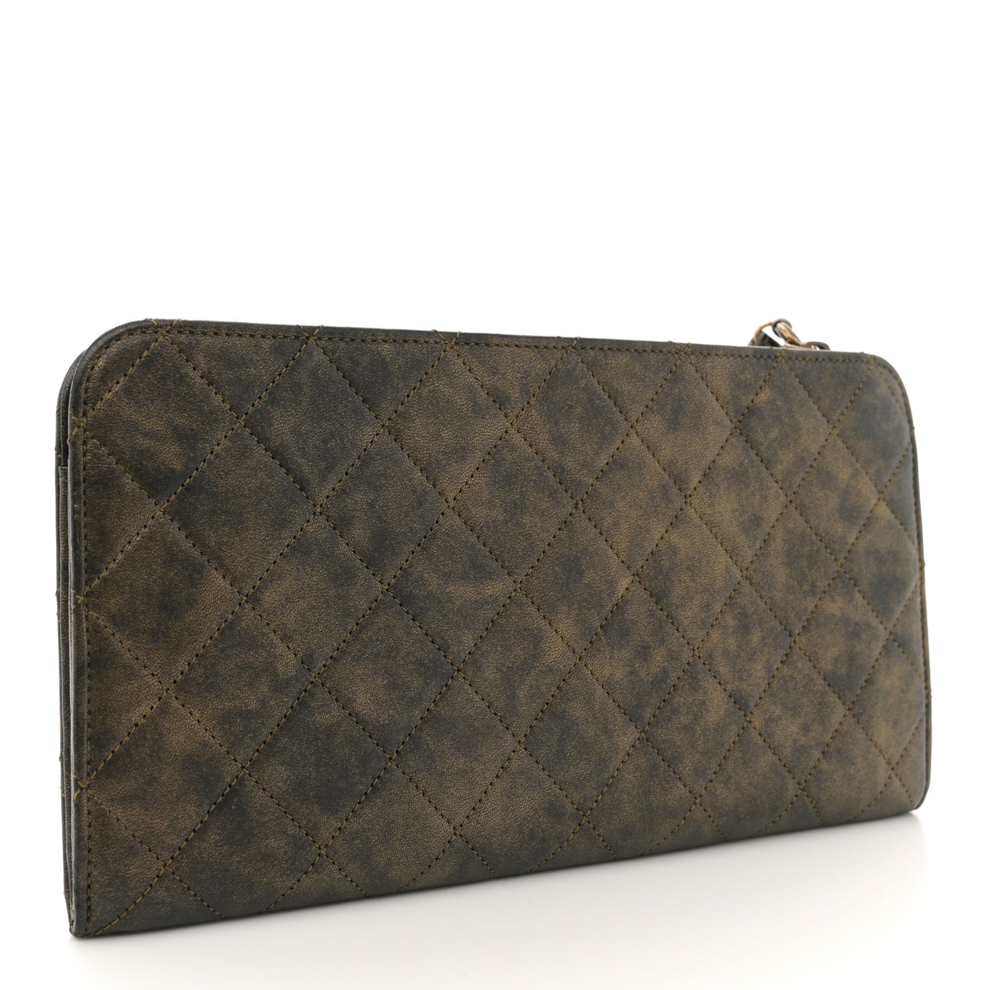 Calfskin Quilted Chain CC Chain Clutch Argent Fonce