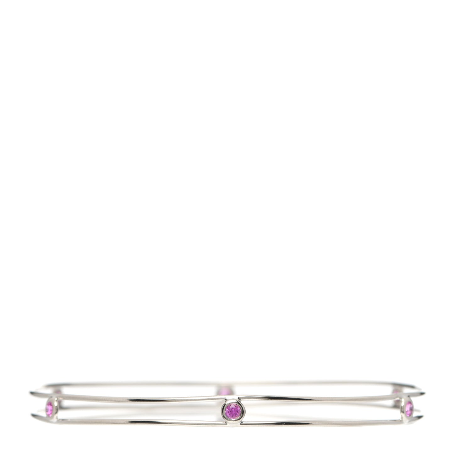 18K White Gold Pink Sapphire Elsa Peretti Sapphire By The Yard Bangle Bracelet