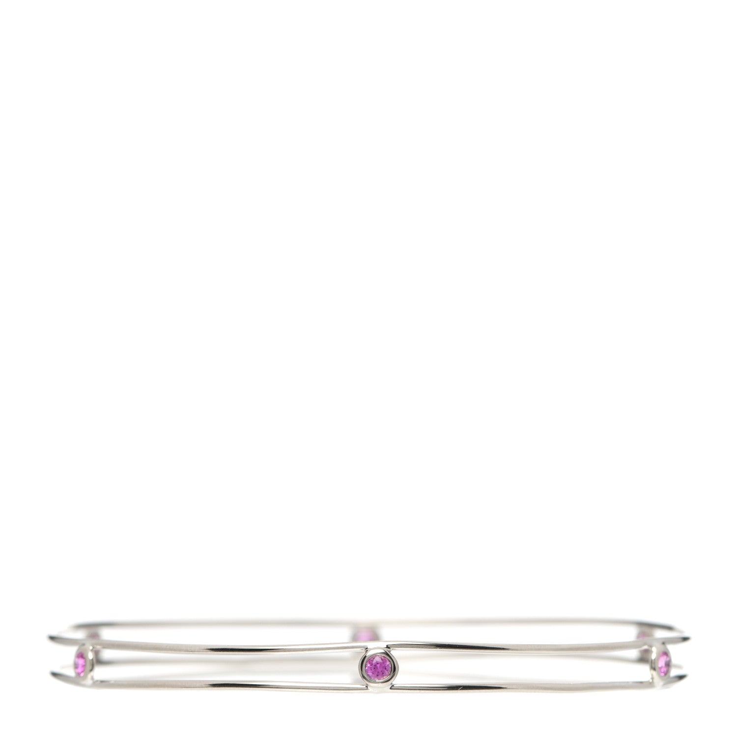 Tiffany 18K White Gold Pink Sapphire Elsa Peretti Sapphire By The Yard Bangle Bracelet 1 of 5