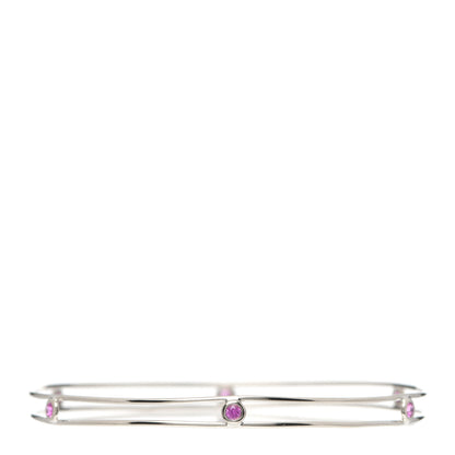 Tiffany 18K White Gold Pink Sapphire Elsa Peretti Sapphire By The Yard Bangle Bracelet 1 of 5