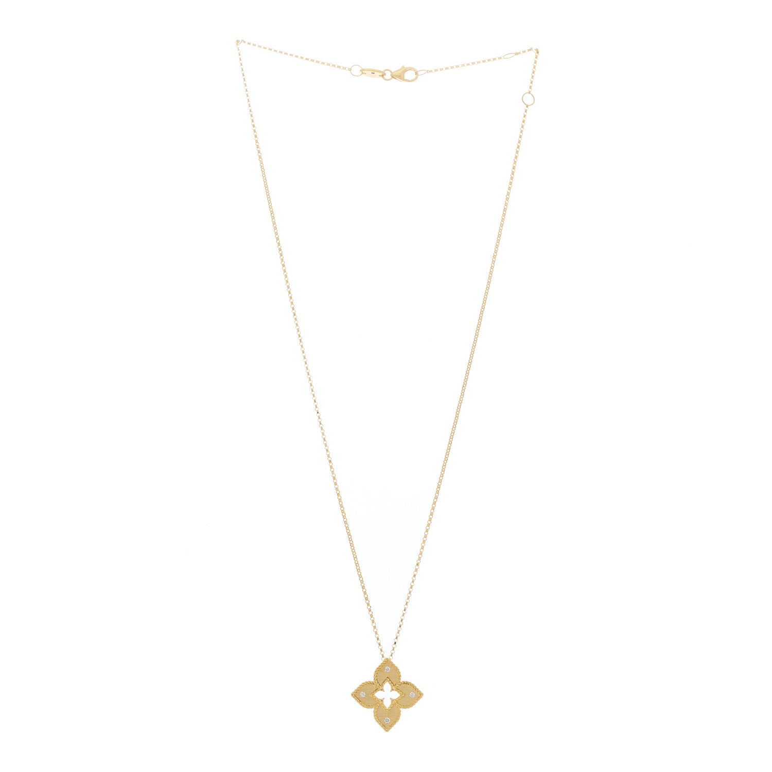 Roberto Coin 18K Yellow Gold Diamond Petite Venetian Princess Flower Pendant Necklace 4 of 6