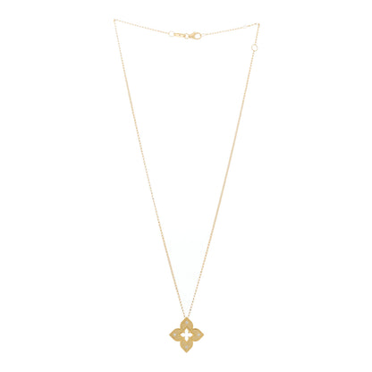 Roberto Coin 18K Yellow Gold Diamond Petite Venetian Princess Flower Pendant Necklace 4 of 6