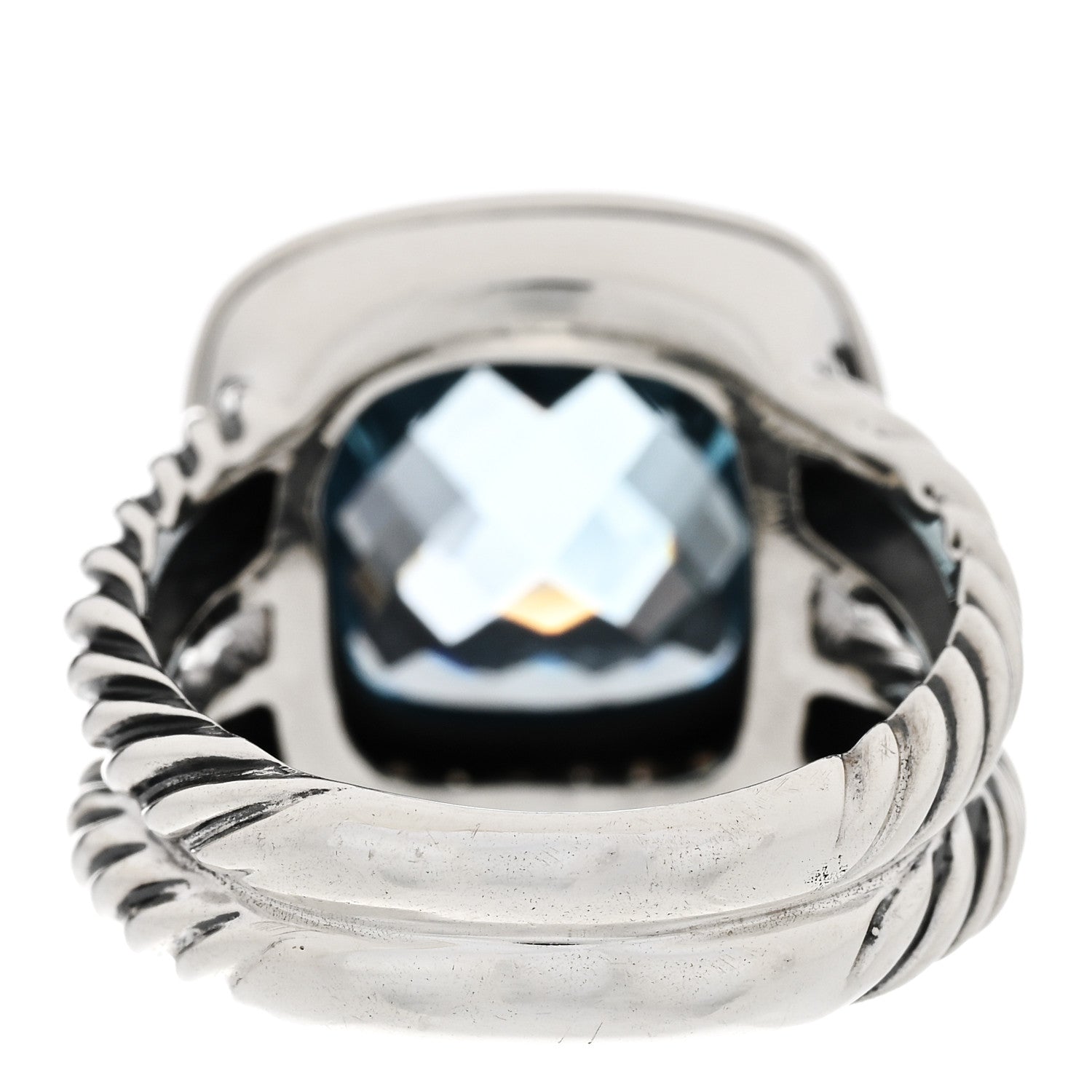 David Yurman Sterling Silver Diamond Blue Topaz 11mm Albion Ring 52 6 4 of 5