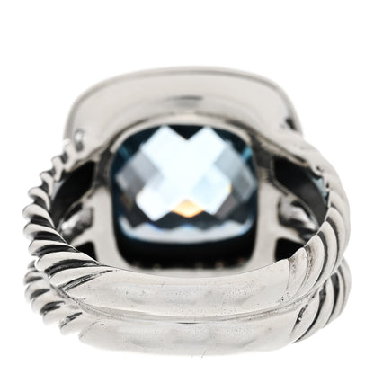 David Yurman Sterling Silver Diamond Blue Topaz 11mm Albion Ring 52 6 4 of 5
