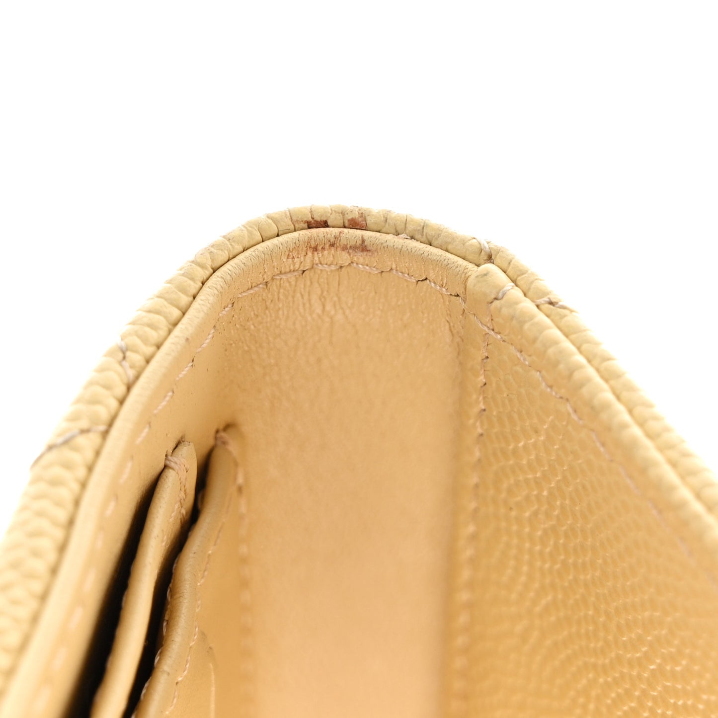 Caviar Quilted Compact Flap Wallet Yellow