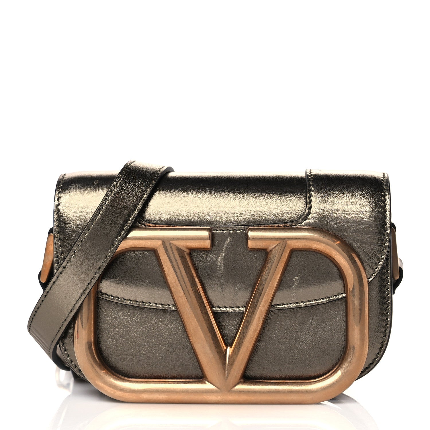 Valentino Garavani Metallic Nappa Small Supervee Crossbody Bag Silber 1 of 15