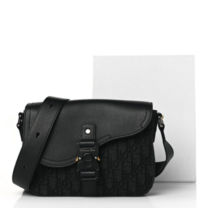 Christian Dior Oblique Jacquard Grained Calfskin Saddle Pouch With Strap Black 11 of 11