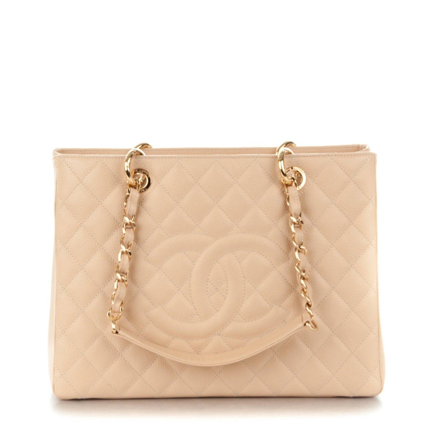 Caviar Quilted Grand Shopping Tote GST Beige Clair