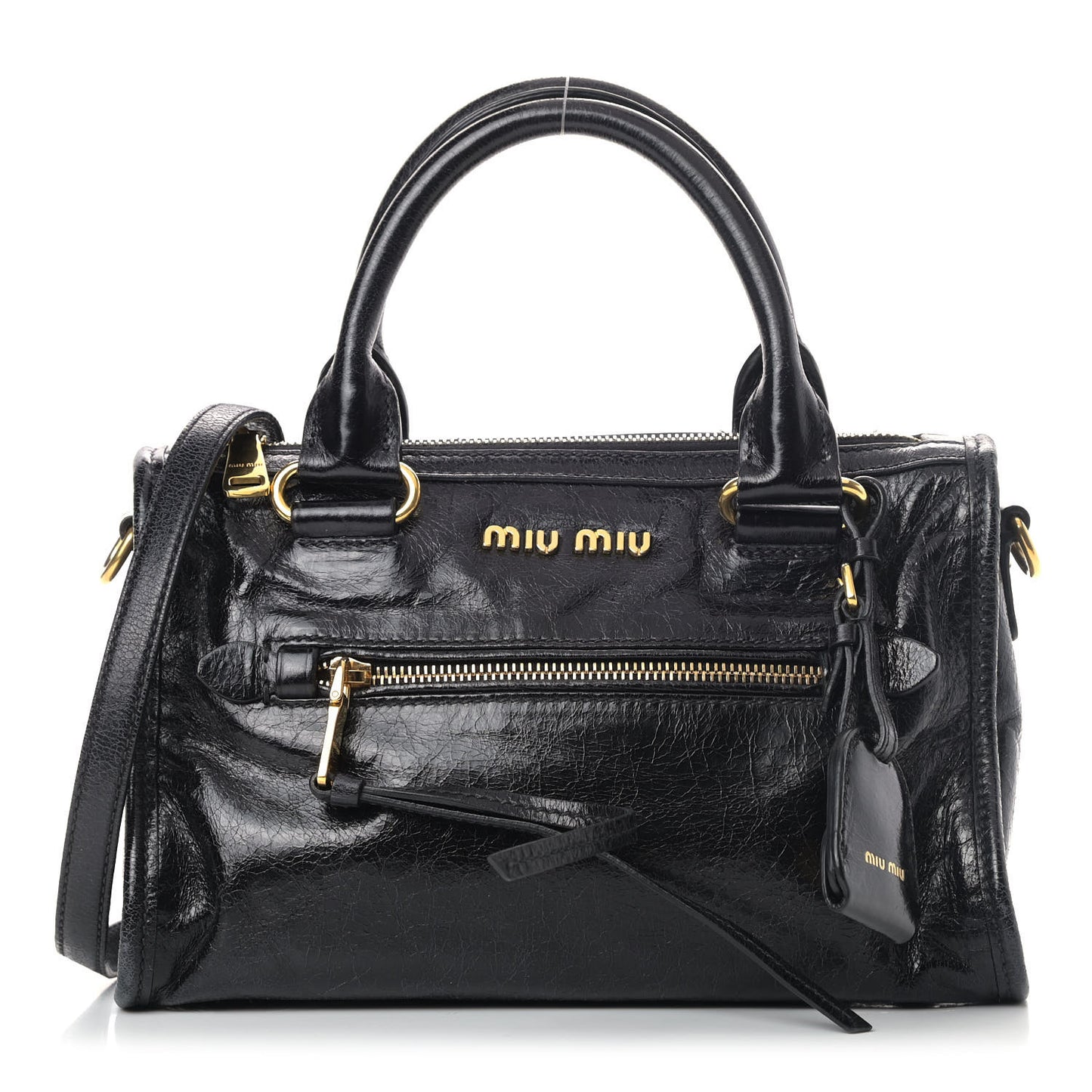 Vitello Shine Zip Tote Black