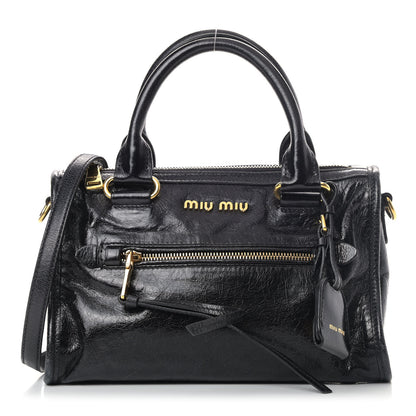 Miu Miu Vitello Shine Zip Tote Black 1 of 5
