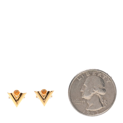 Louis Vuitton Brass Essential V Stud Earrings Gold 2 of 5
