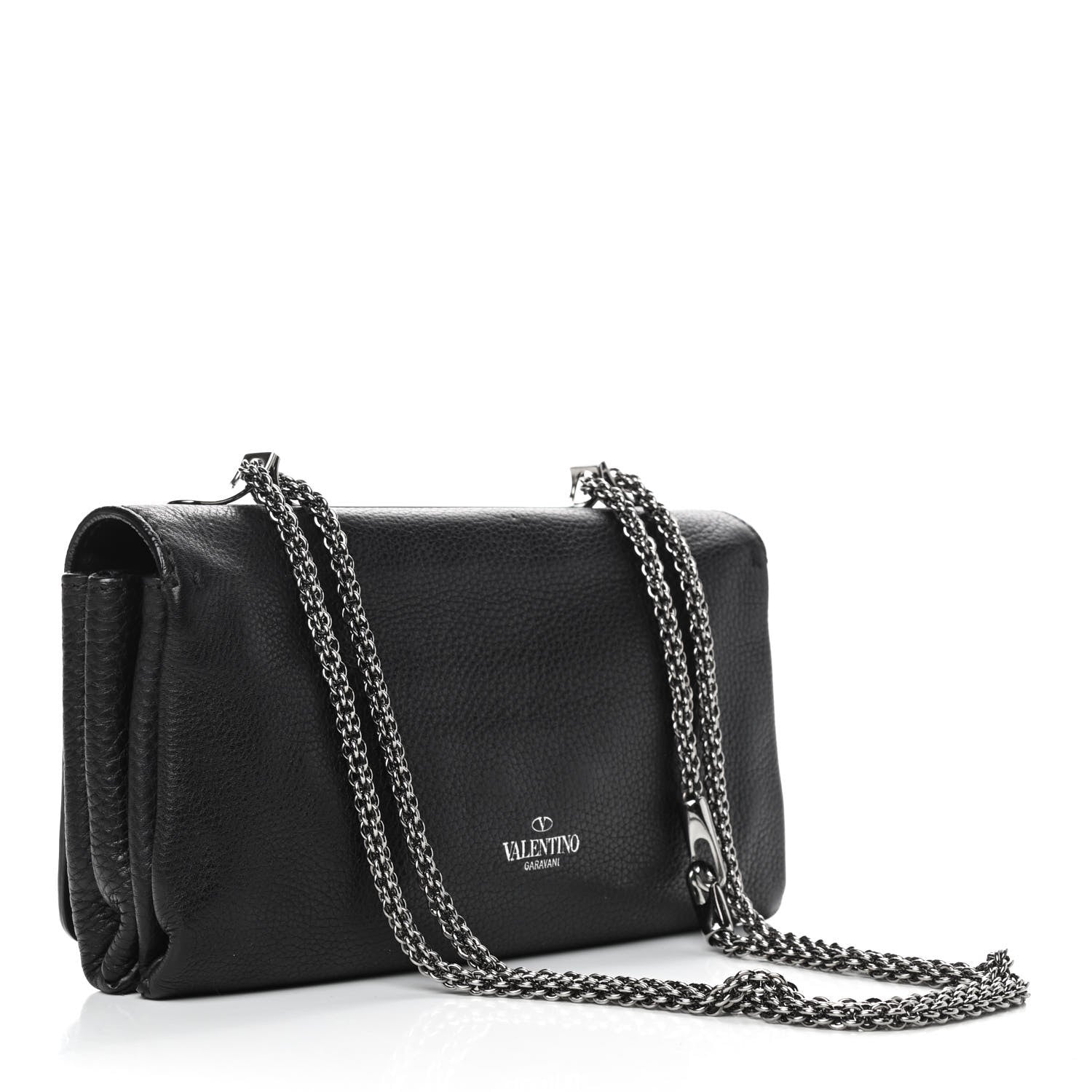 Valentino Garavani Pebbled Calfskin Crystal Studs Va Va Voom Shoulder Bag Black 2 of 8