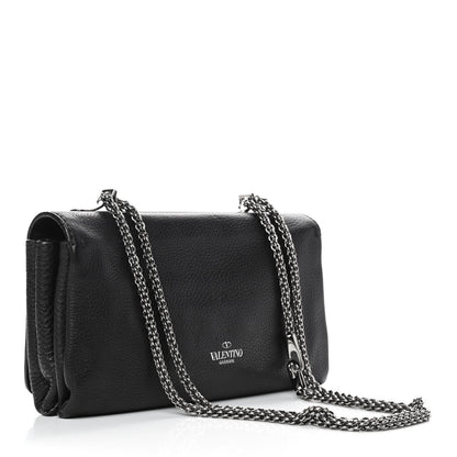 Valentino Garavani Pebbled Calfskin Crystal Studs Va Va Voom Shoulder Bag Black 2 of 8