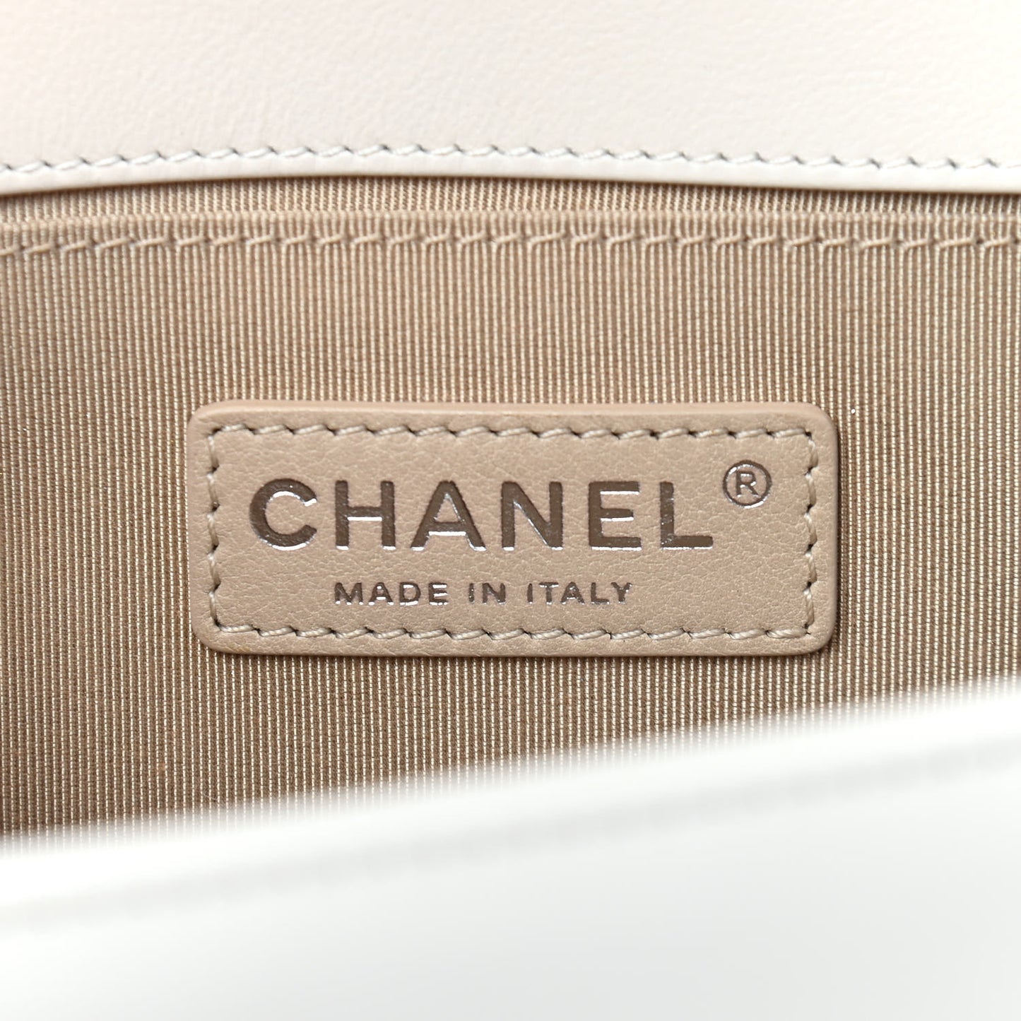 Lambskin Quilted Chevron Medium Boy Flap White