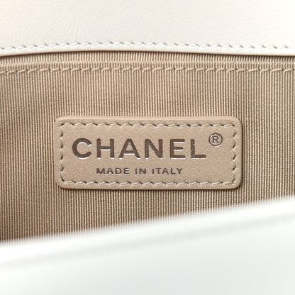 Chanel Lambskin Quilted Chevron Medium Boy Flap White 18 of 24