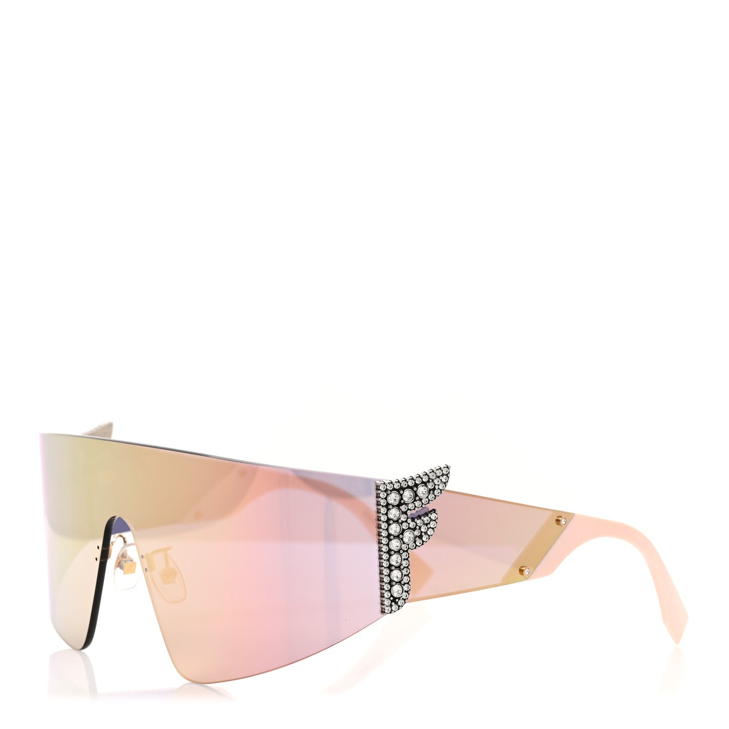 Mirrored Crystal Embellished FFreedom Shield Sunglasses FF 0382/S Pink