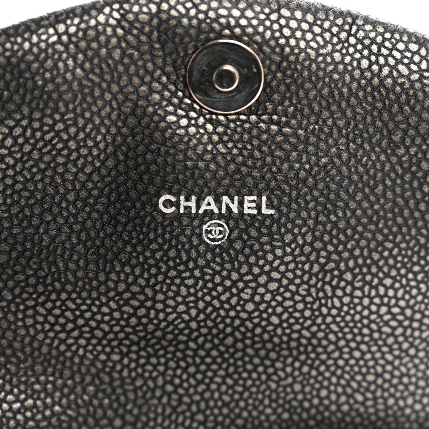 Metallic Caviar Half Moon Wallet On Chain WOC Dark Silver