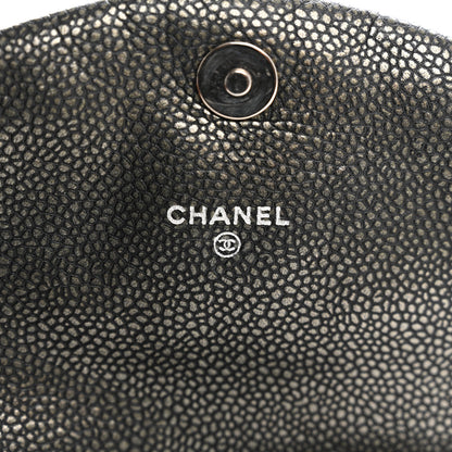 Chanel Metallic Caviar Half Moon Wallet On Chain WOC Dark Silver 6 of 11