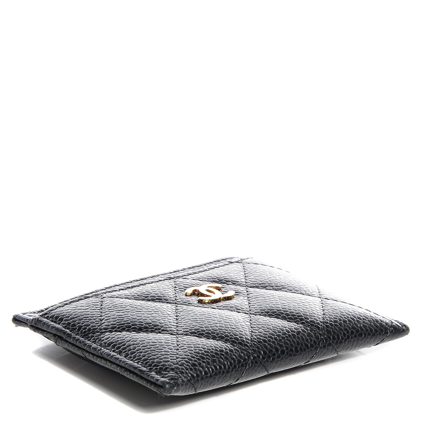 Caviar Quilted Card Holder Black