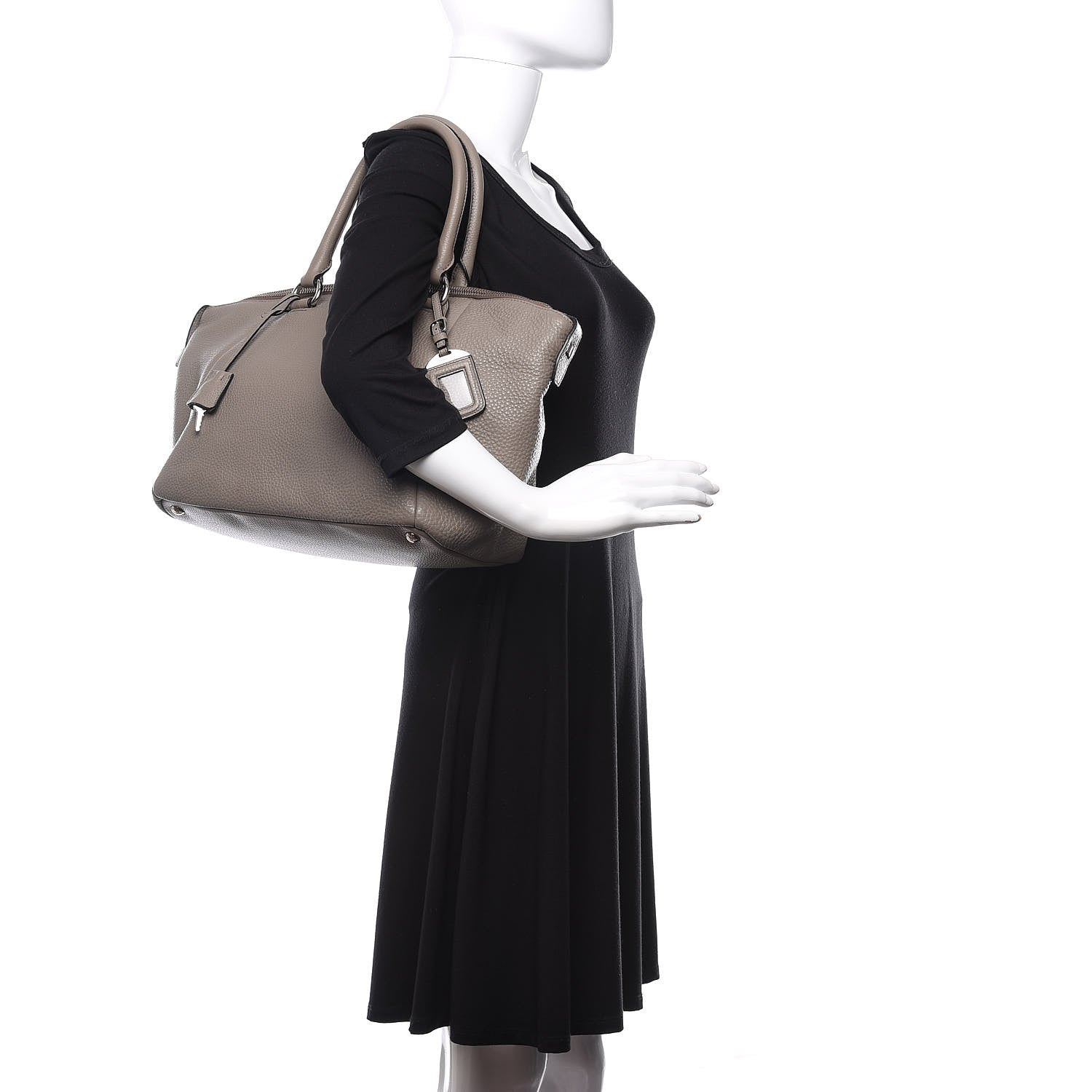 Prada Vitello Daino Shoulder Bag Pomice 2 of 12