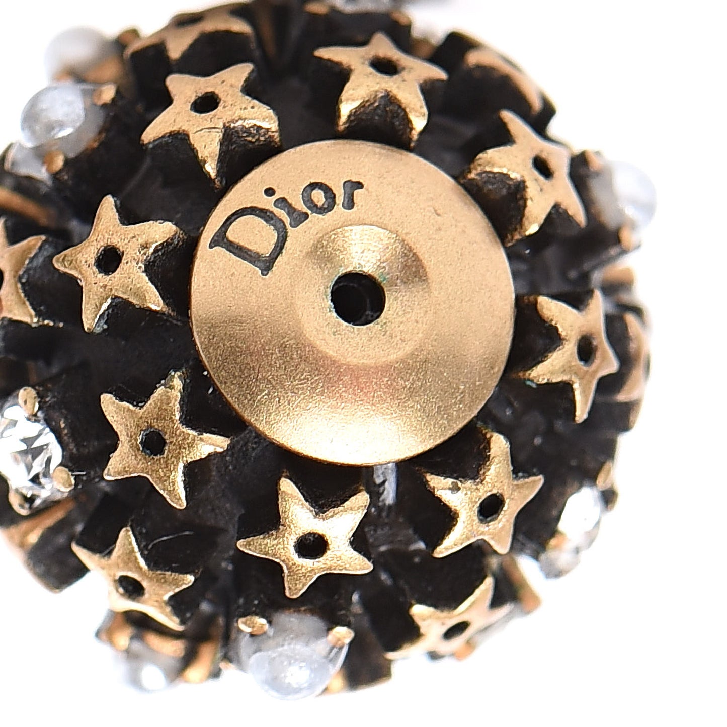 Crystal Pearl Star Tribal Earrings Antique Gold Black