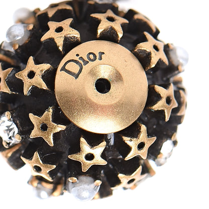 Christian Dior Crystal Pearl Star Tribal Earrings Antique Gold Black 5 of 5