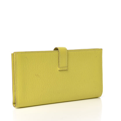 Hermes Chevre Mysore Bearn Gusset Wallet Lime 2 of 6