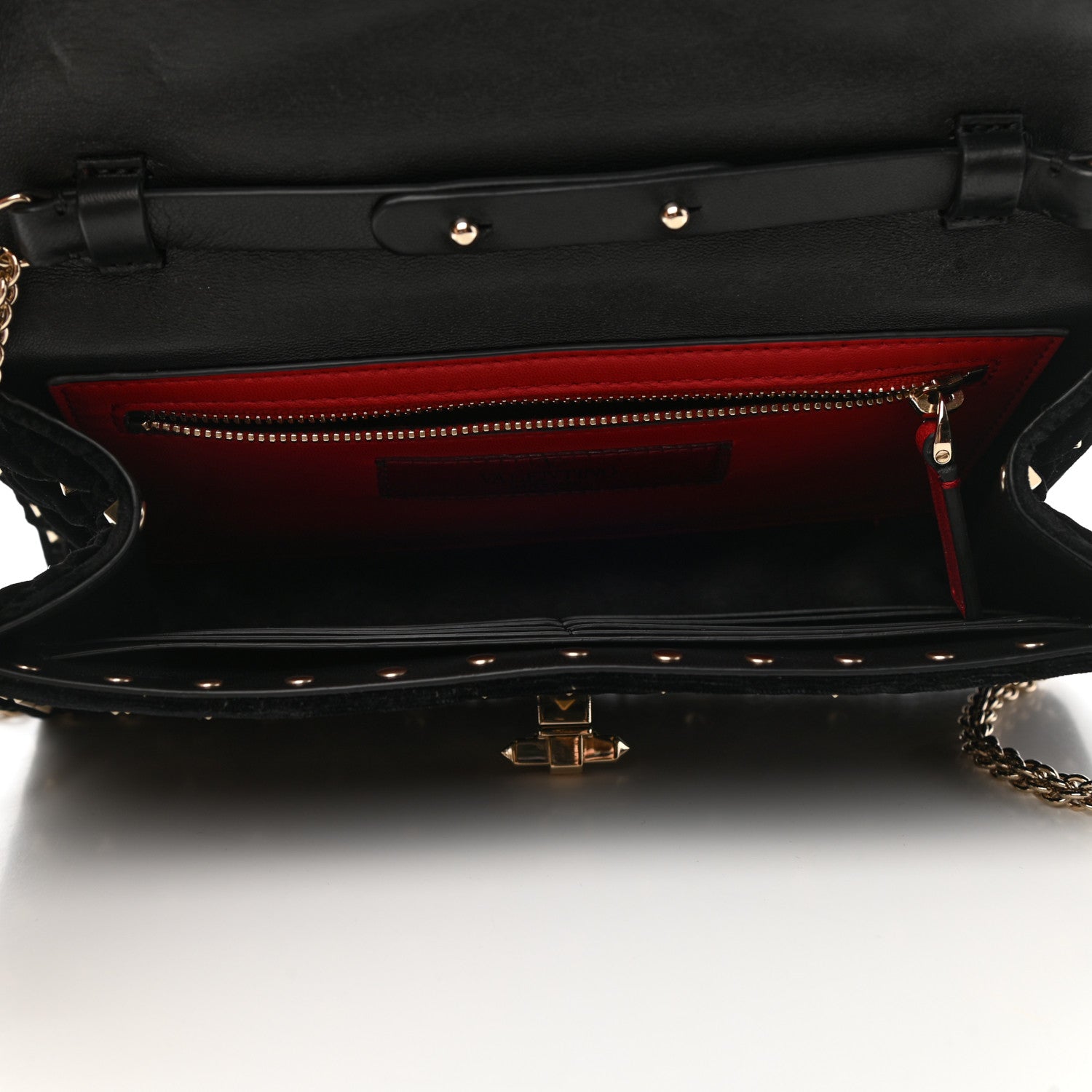 Valentino Garavani Velvet Rockstud Spike Wallet on Chain Black 5 of 9