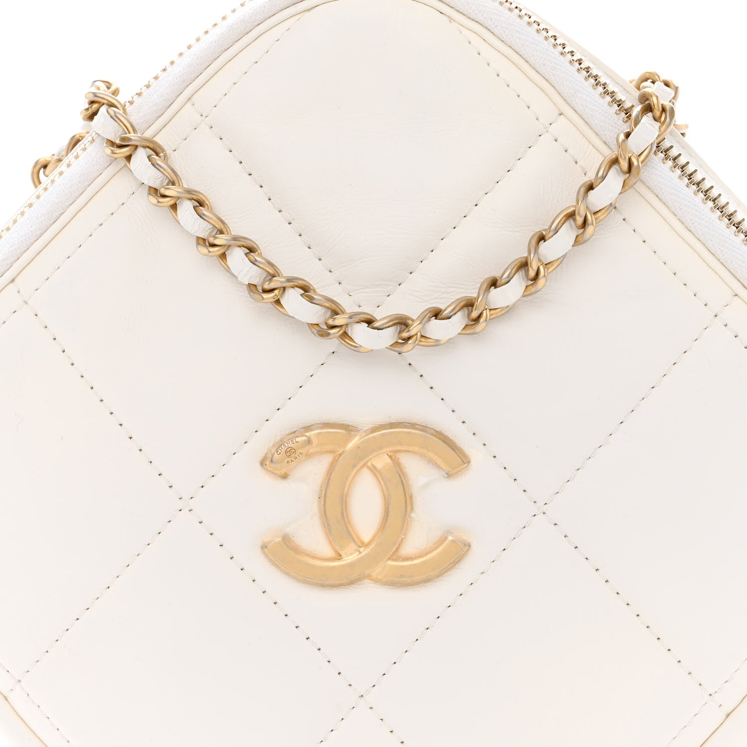 Chanel Lambskin Quilted Diamond Clutch With Chain White 8 of 12