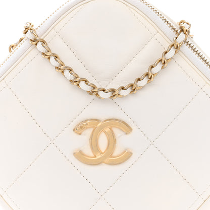 Chanel Lambskin Quilted Diamond Clutch With Chain White 8 of 12
