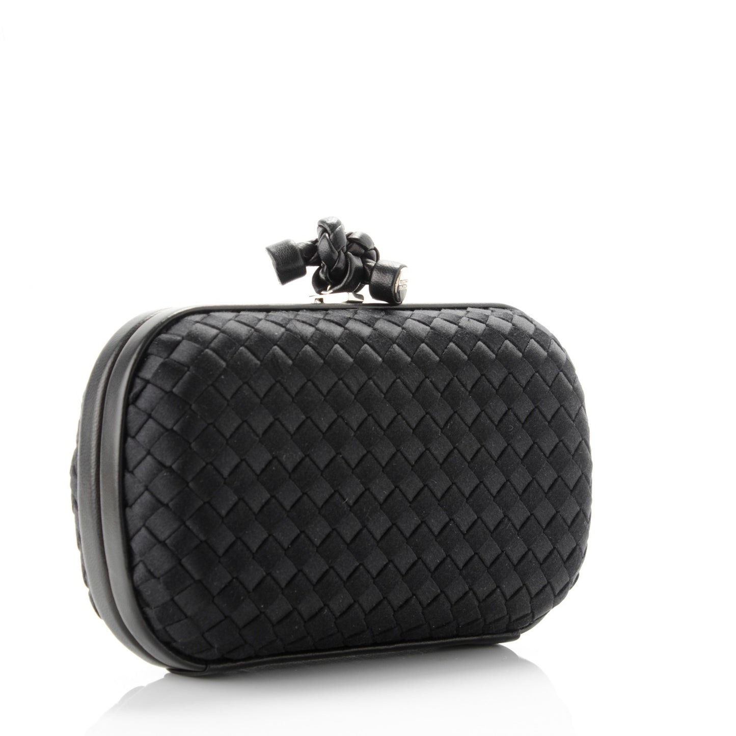Satin Intreccio Impero Knot Clutch Black