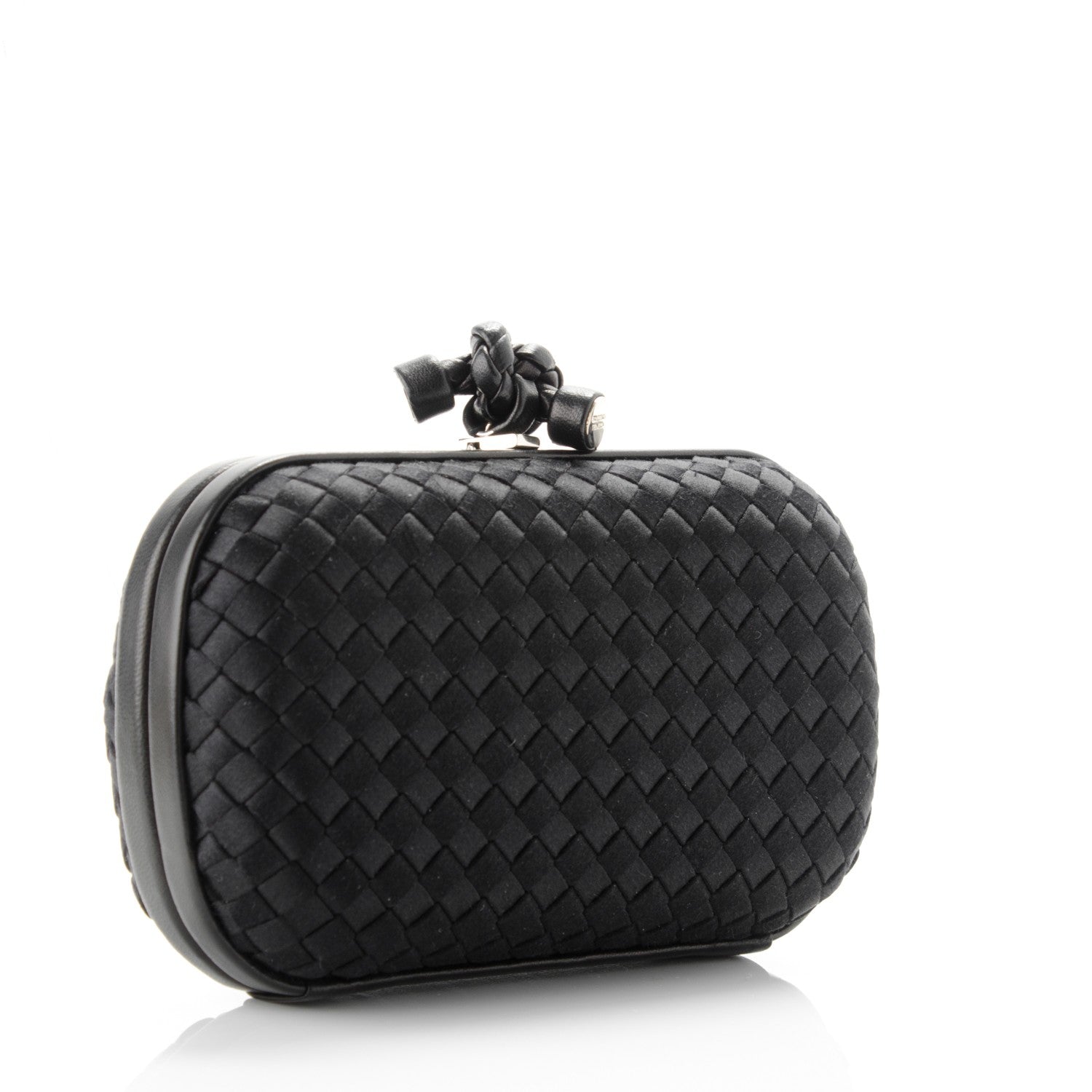 Bottega Veneta Satin Intreccio Impero Knot Clutch Black 3 of 6
