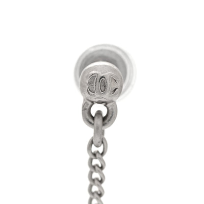 Chanel Baguette Crystal CC Drop Earrings Silver 4 of 4