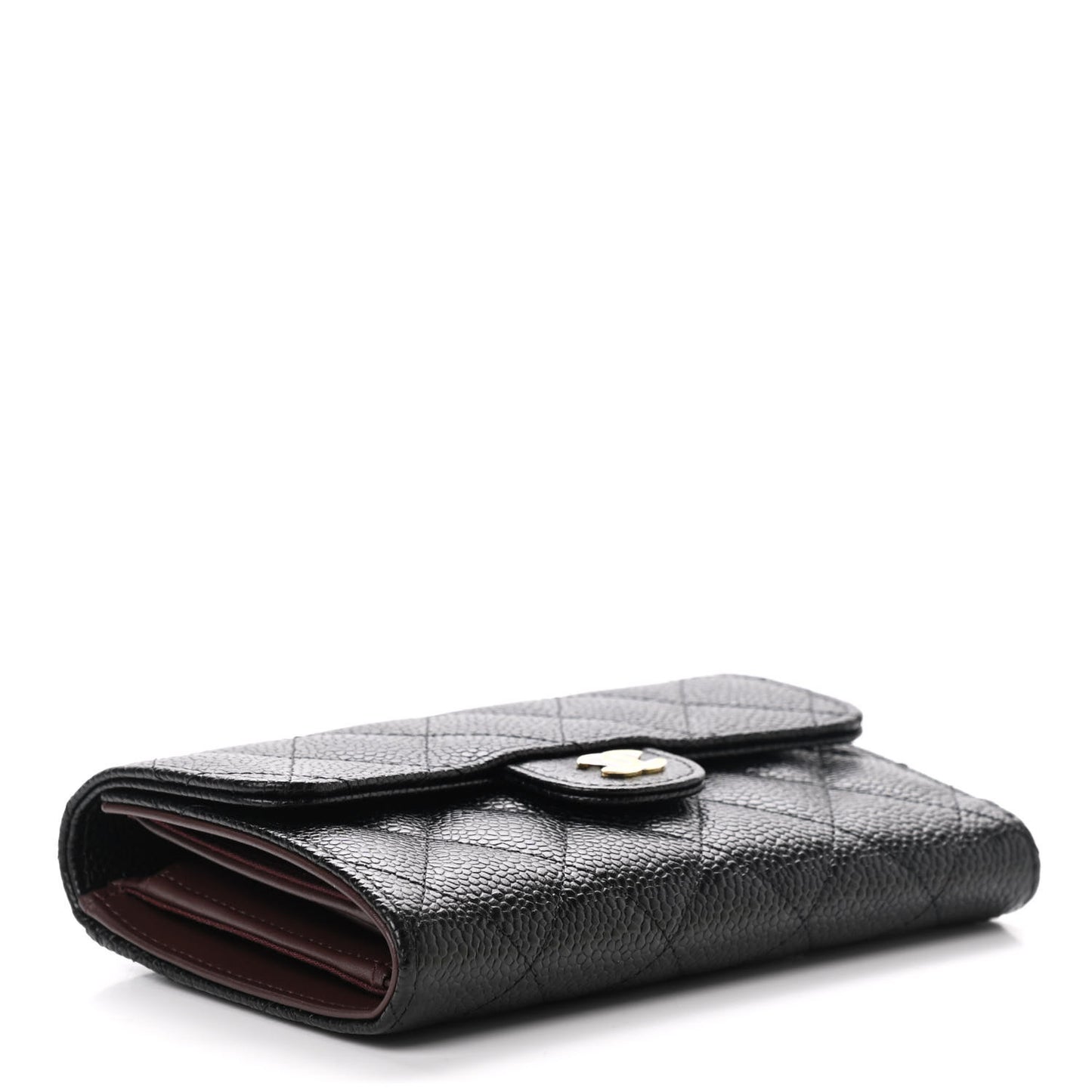 Caviar Quilted Medium Flap Wallet Black