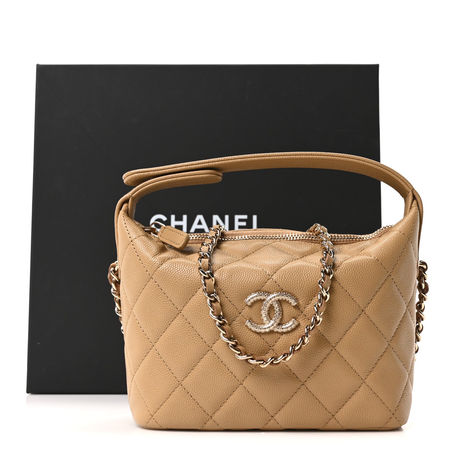 Chanel Caviar Quilted Chain Hobo Dark Beige 21 of 21