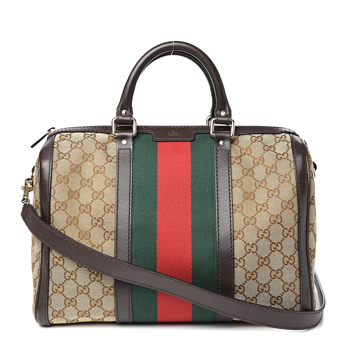 Monogram Vintage Web Medium Boston Dark Brown