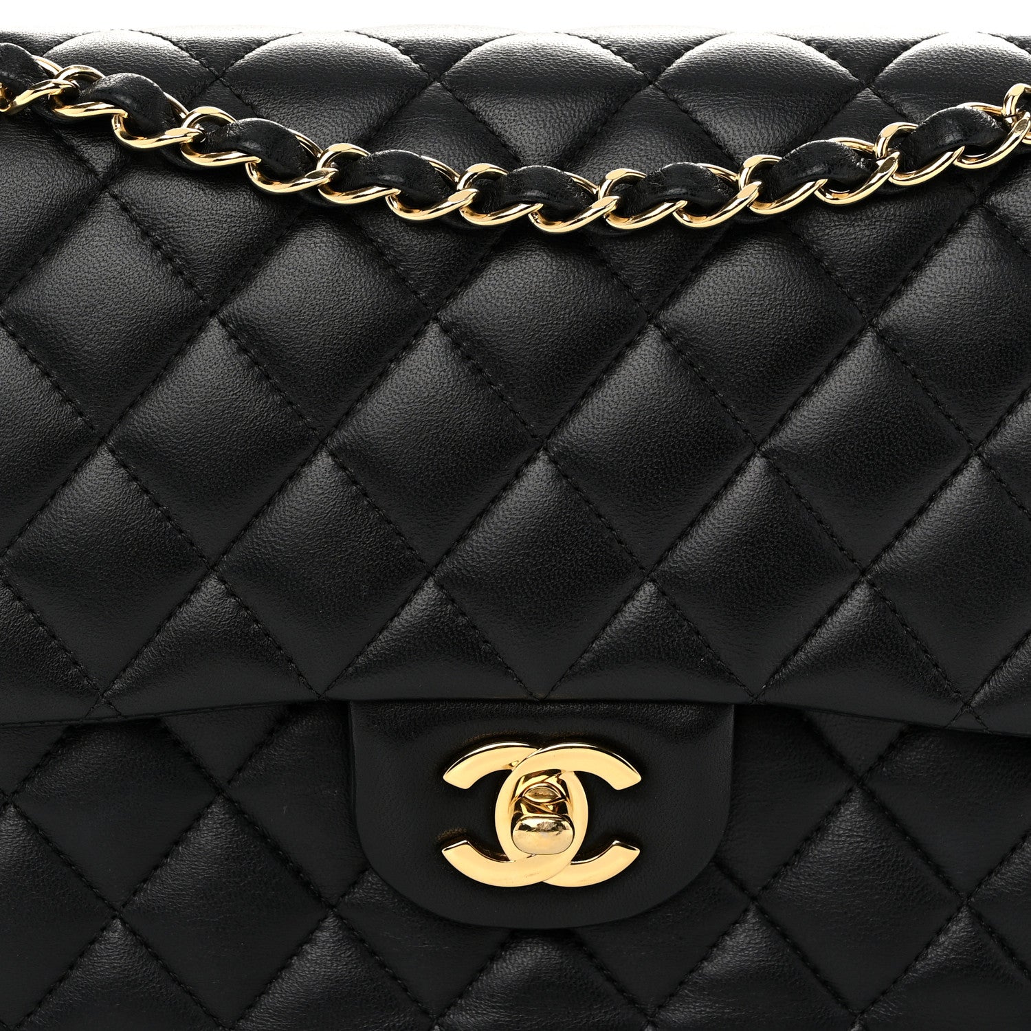 Chanel Lambskin Quilted Medium Double Flap Black 8 of 10