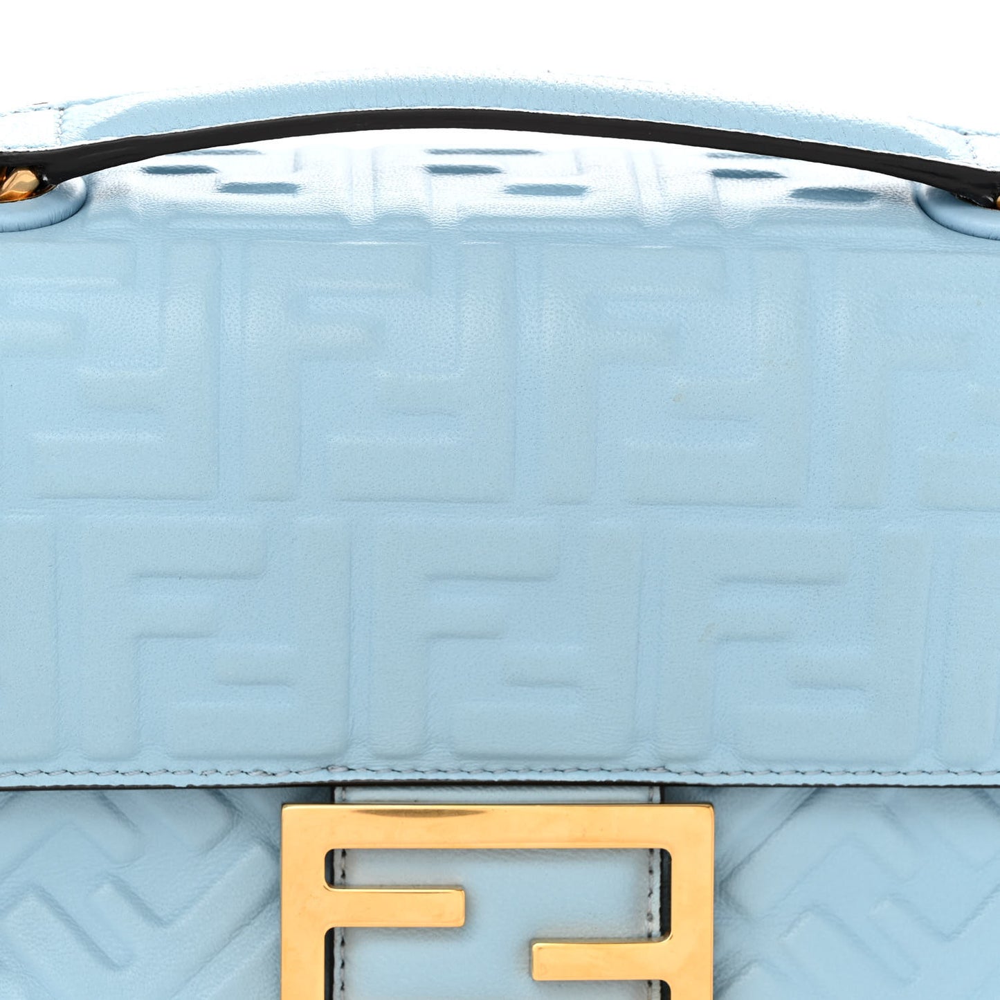 Nappa Small FF Embossed Midi Chain Baguette Azzurro Baby