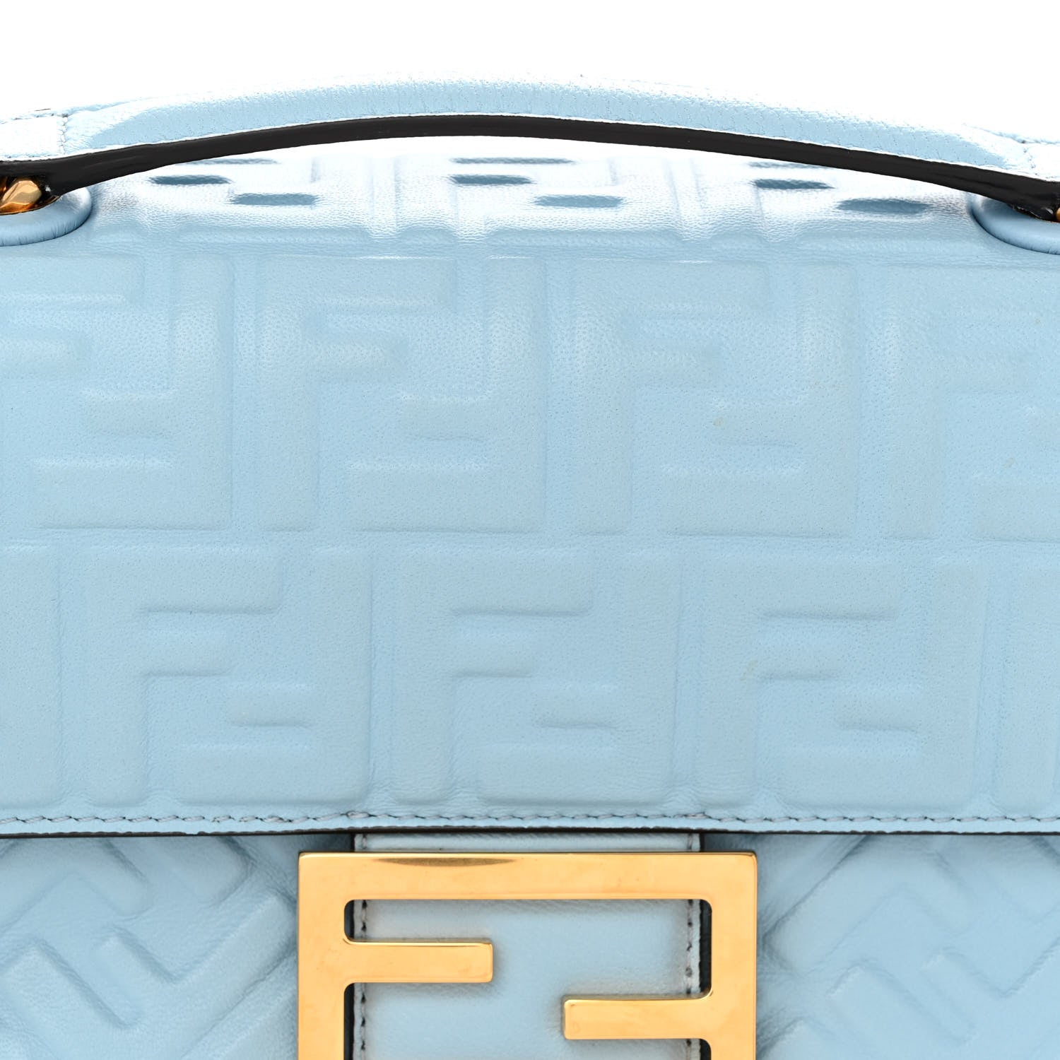 Fendi Nappa Small FF Embossed Midi Chain Baguette Azzurro Baby 7 of 9