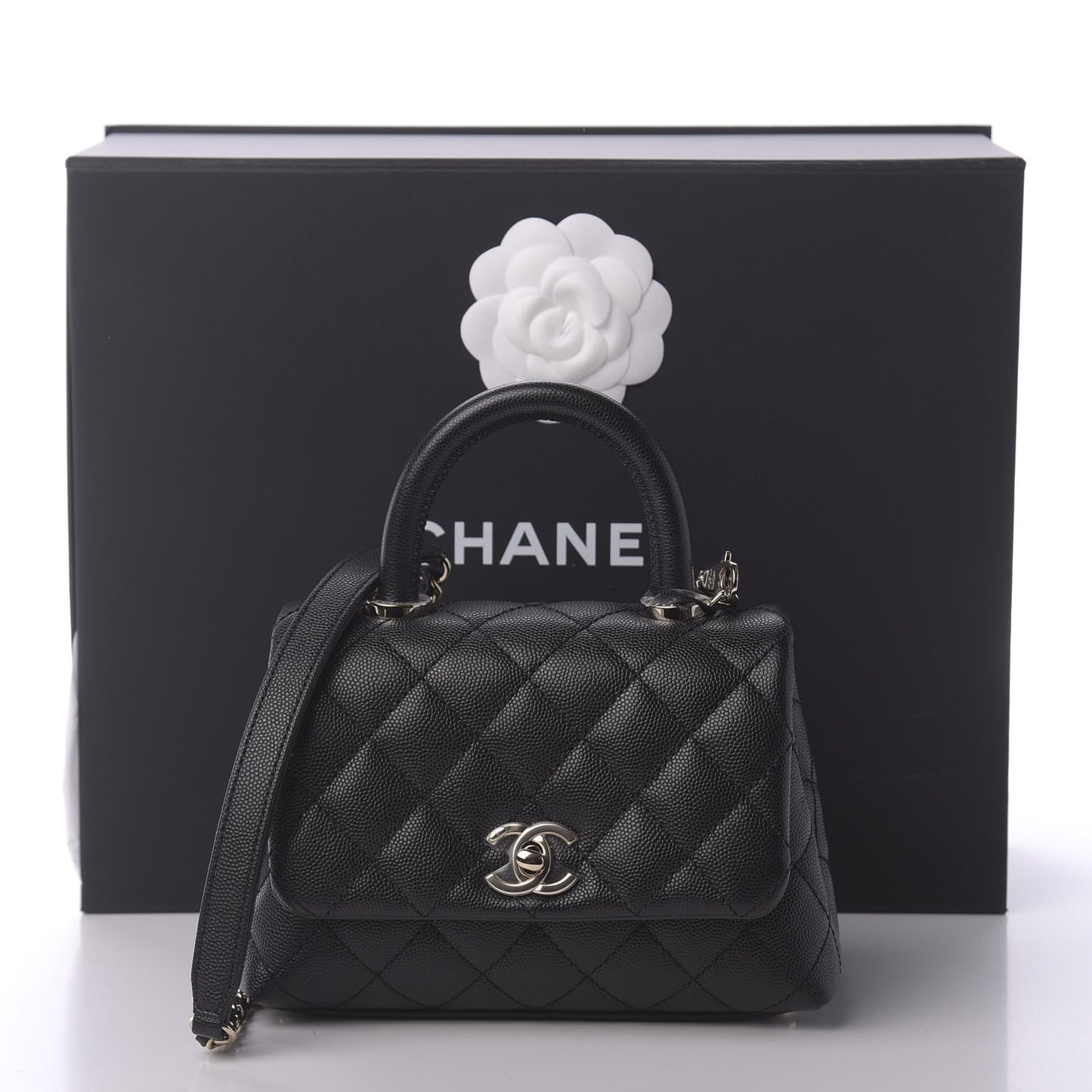 Caviar Quilted Extra Mini Coco Handle Flap Black