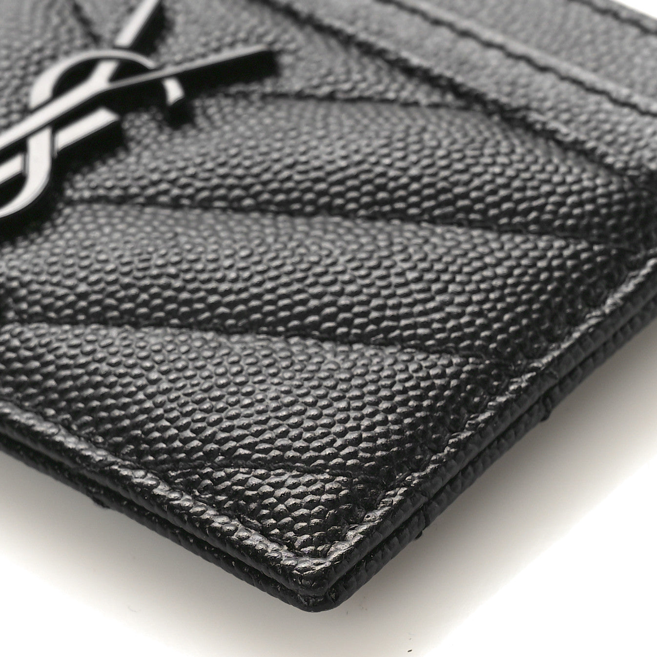 Grain De Poudre Matelasse Chevron Monochrome Monogram Credit Card Case Black