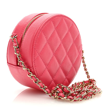 Chanel Caviar Quilted French New Wave Round Clutch With Chain Pink 3 of 8