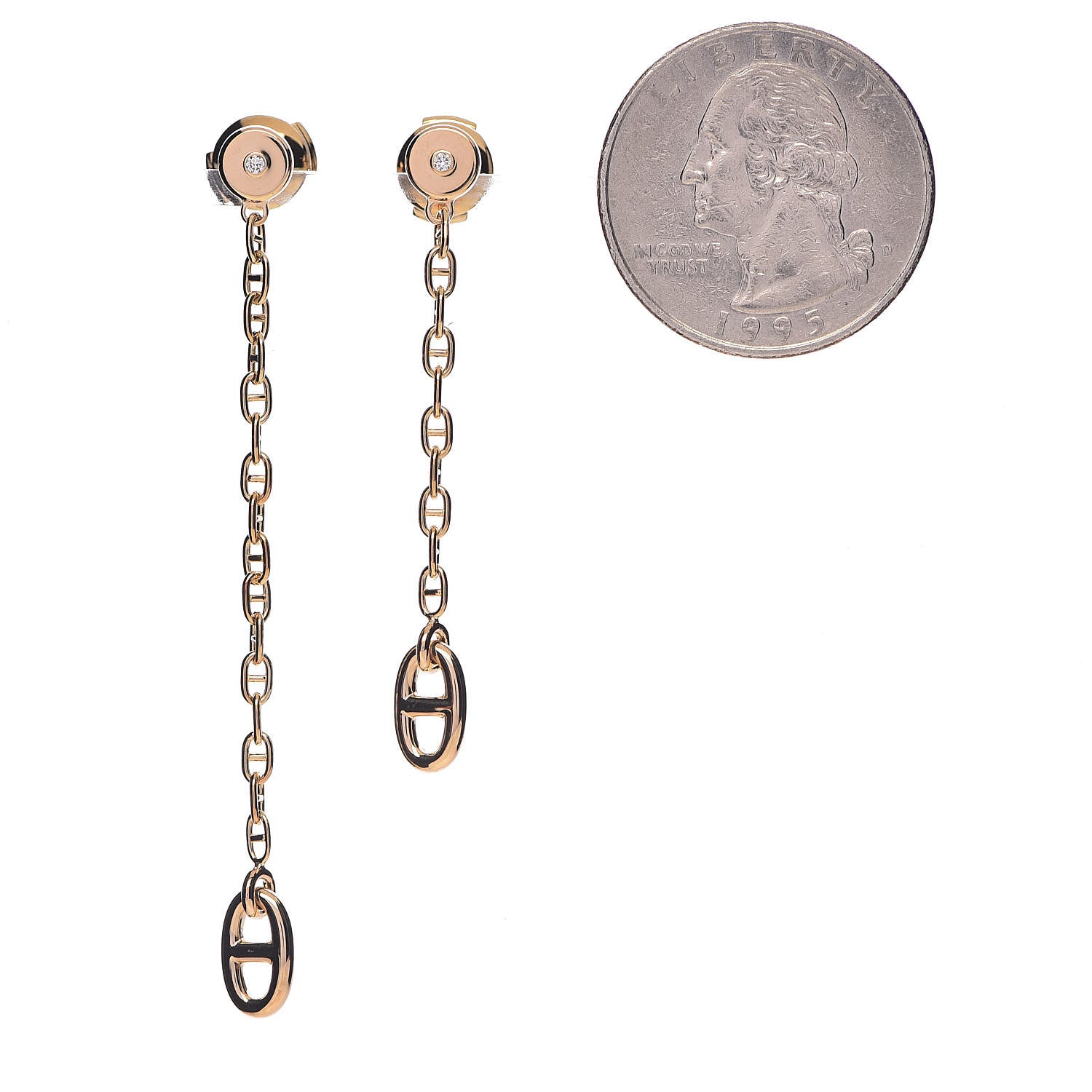 Hermes 18K Rose Gold Diamond TPM Farandole Drop Earrings 2 of 5