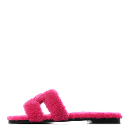 Hermes Woolskin Oran Sandals 38 Rose Fuchsia 1 of 5
