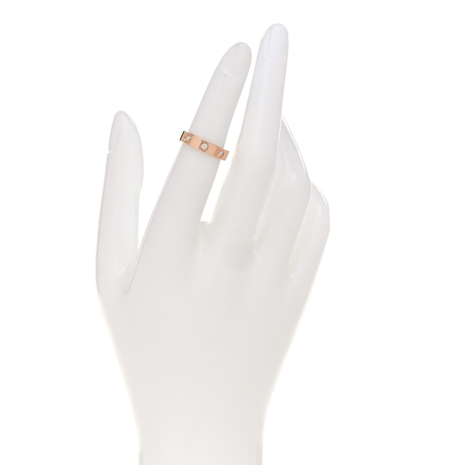 Cartier 18K Pink Gold 8 Diamond 4mm LOVE Wedding Band Ring 48 4.5 2 of 4